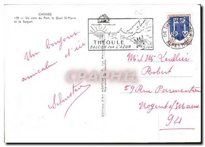 Cannes — Un coin du Port, le Quai St-Pierre et le Suquet — Editions d'Art Montluel, n°179 — Verso