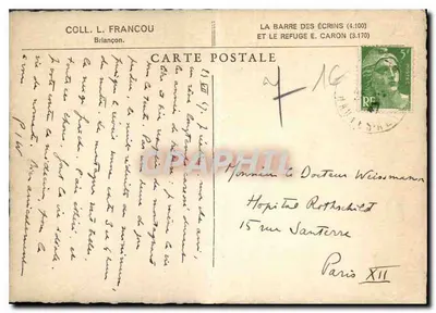 La Barre des Écrins (4.100) i Schron E. Caron (3.170) — Zbiór L. Francou, Briançon — Rewers