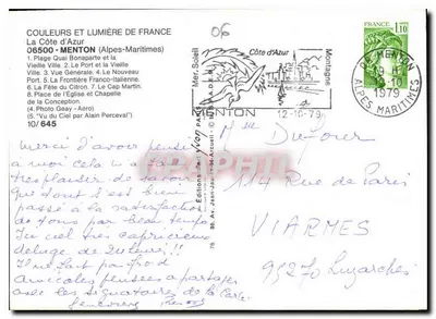 Menton — vista panoramica — Edizioni Jean-Jaurès, n° 645 — Verso