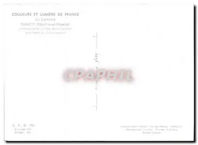 Nancy — O Hémiciclo da Praça da Carrière e o Palácio do Governo — Éditions d'Art YVON — Verso