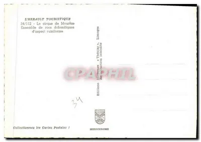 O circo de Mourèze — Conjunto de rochas dolomíticas de aparência ruínica — Éditions Théodrome, série 34/112 — Verso