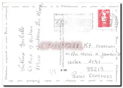 Palavas-les-Flots — carta postal turística — Éditions de la Méditerranée, N° 355 — Verso