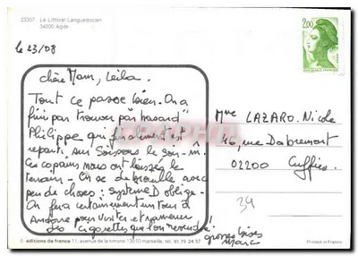 Agde — widok panoramiczny i sceny życia — wydawnictwo Francji — Rewers
