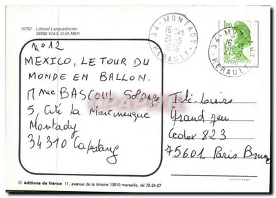 Vias-sur-Mer — praia e aldeia — edições de França, n°12 — Verso