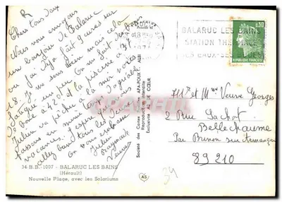 Balaruc-les-Bains — praia animada — Sociedade das Cartas Postais APA-POUX — Verso