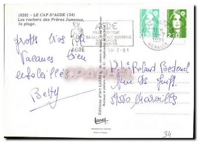 O Cap d'Agde — praia e rochedos — Éditions d'Art Larrey — Verso