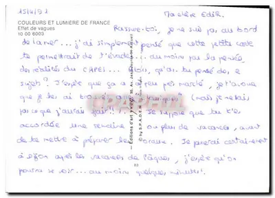 Effetto di onde — Colori e luce della Francia — Edizioni d'arte Yvog — Verso
