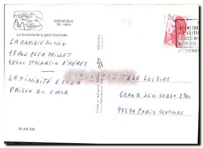 A fonte da estação iluminada — Grenoble — Edições , n° 38 AB 350 — Verso