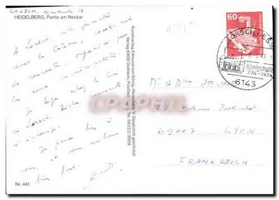 Heidelberg — Parte junto ao Neckar — Kunstverlag Edmund von König, Heidelberg, Nr. 441 — Verso