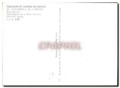 Catedral de Chartres — Notre-Dame de la Bella Vidriera — Ed. Arcueil-Jaures, n° 3178 — Reverso