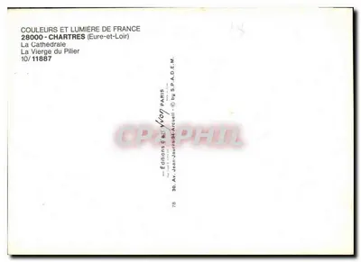 Dziewica z Pliier — Katedra w Chartres — Wydawnictwo Jean-Jaurès-34-Arcuail — Rewers