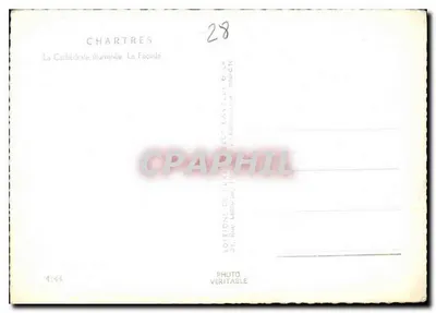 Chartres — Katedra oświetlona. Front — Éditions de Luxe, nr 28 — Rewers