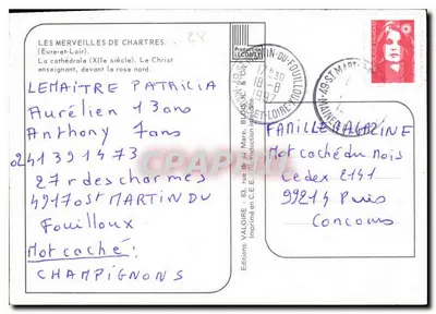 Chartres — Katedra (XII wiek). Chrystus uczyca przed rozą na północy — Wydawnictwo Lecomte — Rewers