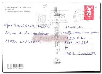 Chartres — Katedra w mgiełce — Wydawnictwo Léconté — Rewers