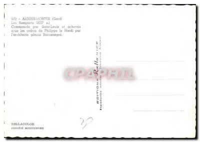 Aigues-Mortes (Gard) — Os muros do século XIII — Edições Rella Nice — Verso