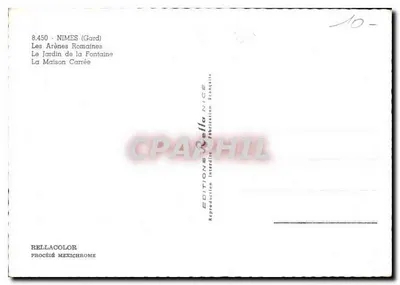 Nîmes — Areia romana, Jardim da Fonte, Casa Quadrada — Edições Cella Nice — Verso