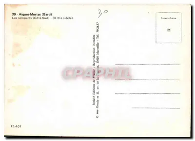 Aigues-Mortes (Gard) — De muurwerken (Zuidkant) — Société Éditions de France — Achterkant
