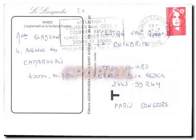 Nîmes — Fontanna Pradier — Wydawnictwo Le Langudé — Rewers