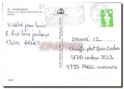 Binnenkant van de Kerk Notre-Dame des Sablons — Aigues-Mortes — Éditions de France — Achterkant