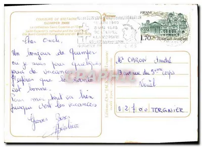 Catedral de San Corentín y el Odet — Quimper — Ediciones de Arte TACK — n°29000 — Reverso