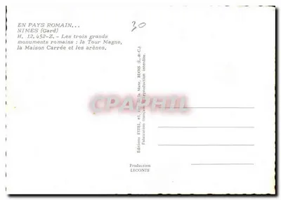 Nîmes — Trzy główne zabytki rzymskie — Wydawca Estel, n° 12.452-Z — Rewers