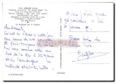 Banho no Gardon — Camping caravanning 'Le Castel Rose' — C. Cing — Verso