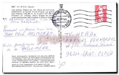 Las arenas de Nîmes — Comienzo del primer siglo d.C. — Ediciones 'SL' Nîmes — Reverso