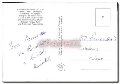 Widok na Wieżę Tanguy i most Recouvrance — Éditions du Doaré, Brest — Rewers