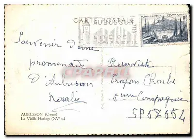 Aubusson (Creuse) — Stara Wieża z Zegarem (XV wiek) — kolekcja Redonat & Camblier — Rewers