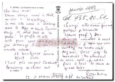 La Chapelle pod śniegiem — F. 30742 — Wyd. J. CELLARD, 69500 Bron — Rewers