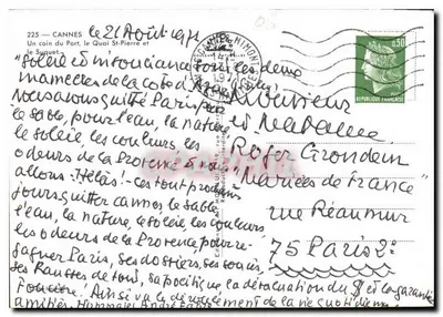 Cannes — O Porto Santo Pierre e o Sunuet — Editor Art Mouloud, n°225 — Verso