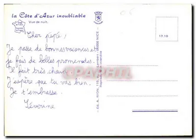 Roquebrune-Cap-Martin — Widok nocny — Wyd. A. Rion, Nice — Rewers