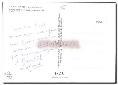 Cannes — Plaża Mouré Rouge — widok z portu z jachtami — ELBE éditions n°06425 — Rewers