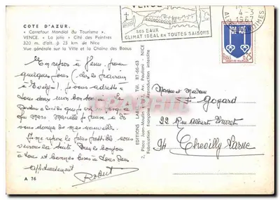 Vence — Costa Azul — Edições Jean-Moulin — Verso