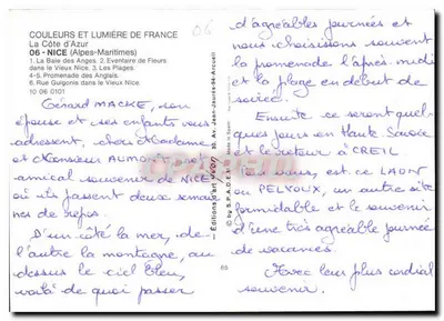 Nice — Amicalement de Nice — Éditions du S.P.A.D.E. n° 06 — Rewers