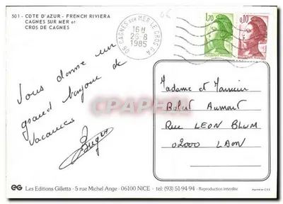 Cagnes-sur-Mer — widok panoramiczny — Les Editions Gilletta, n°501 — Rewers