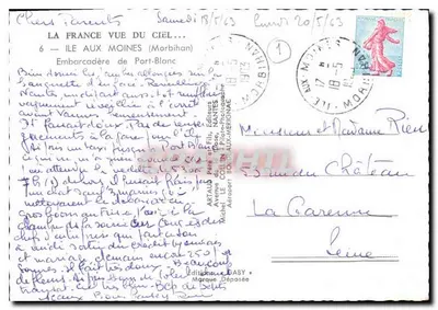 Vue aérienne de l'île aux Moines — Morbihan — Éditeur GABY — Verso