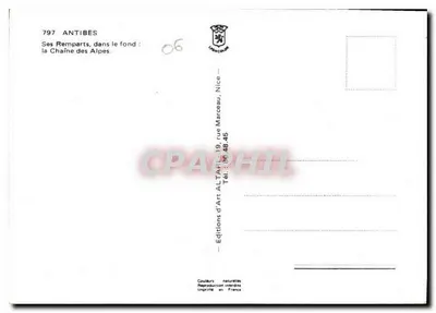 Antibes — Jego Zamek, w tle: Kolejka Alp — Wydawnictwo Art d'Altaïre, Nice — Rewers