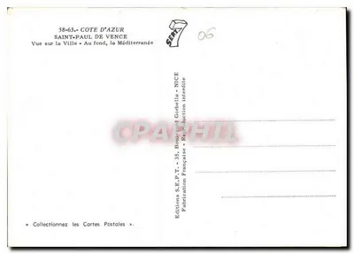 Saint-Paul-de-Vence — Widok na miasto, w tle Morze Śródziemne — Wydawnictwo S.E.P.T. - 35, Boulevard Gorhella - Nice — Rewers