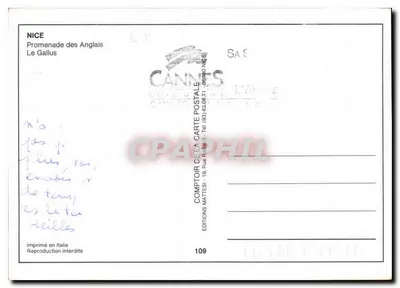 Nice — Promenade des Anglais — Le Gallus — Wydawnictwo Matthes, nr 109 — Rewers