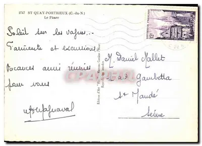O Farol em Saint-Quay-Portrieux — Editor: Marcel Carrière — N° 2747 — Verso