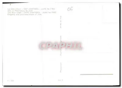Juan les Pins — Cap d'Antibes — Editore ELLE G, serie 7-172 — Verso