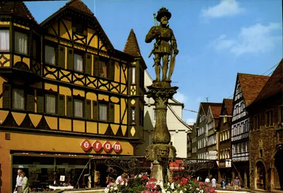 Reutlingen — Piazza do mercado com estátua de Maximilien II — editor Bild-Druck & Verlag GmbH, Holstein