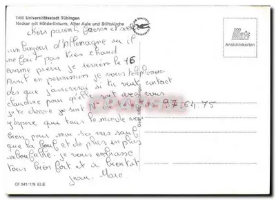 Tübingen — cidade europeia — editor Europapres 1985 — Verso