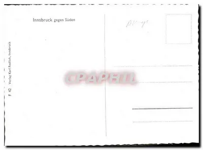 Innsbruck w kierunku południa — widok panoramiczny — Verlag Karl Redlich, F 42 — Rewers