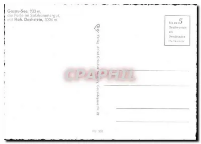 Lago de Gosau — a Perla do Salzkammergut — editor Alfred Grunler, n° FS 303 — Verso