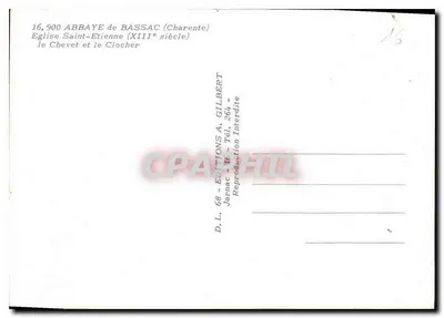 Abadia de Bassac — Igreja de São Etienne e campanário — Edições A. Gilbert — Verso