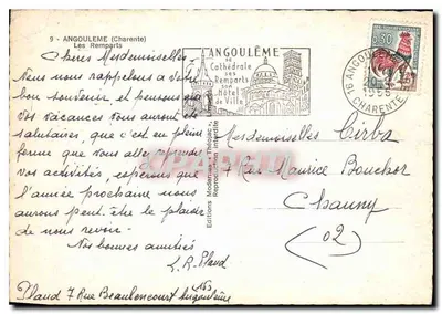 Angoulême — Os Muros, a Catedral e o Hôtel de Ville — Edições Modernas « Théjac » — Verso