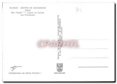 Gruta de Choranche — Sítio Classificado *** único na Europa — As Fistuleuses — Edições Diplôme — Verso