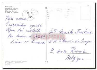 Dubrownik — Widok na Lokrum — wydawca NIRO « PRIVREDNI VJESNIK » — Rewers